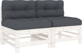 vidaXL Vidaxl - Sof&aacute;s Centrales Con Cojines 2 Uds Madera Maciza De Pino Blanco
