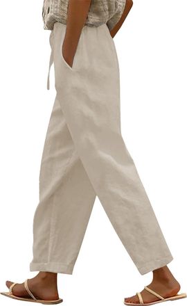 Generic Nuoke My Orders, Linen Trousers Womens, Summer Trousers for Women UK, Elasticated for UK, Wide Leg Pants, 3/4 Joggers for UK, Wide Leg, Ladies Chinos,