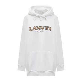 Lanvin Hoodies, male, White, Size: S Oversized Logo Hoodie Sweatshirt