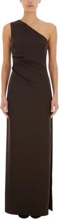 Parosh Brown One Shoulder Maxi Dress