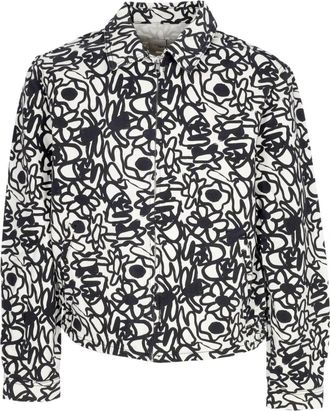 Arte Denim Bloemenprint Ritsjas - Heren - Zomerjassen - Zwart - M - Denim - Jassen