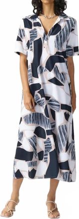Joseph Ribkoff Woven Abstract Print Trapeze Midi Dress In Vanilla Multi