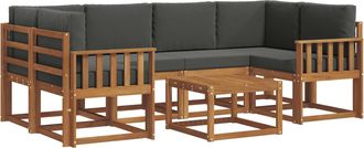 vidaXL Conjunto De Sof&aacute;s De Exterior 7 Uds. Natural Y Antracita Vidaxl