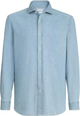 Brunello Cucinelli Lightweight denim shirt in Light Blue Denim at Nordstrom, Size Xxx-Large Eu