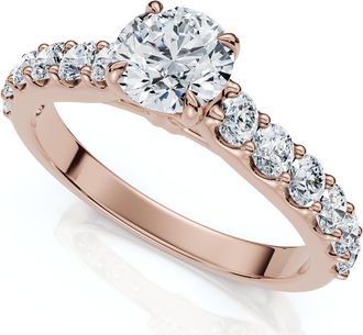 Pompeii3 1Ct Pave Cathedral Diamond Engagement Ring 14k Gold Lab Grown