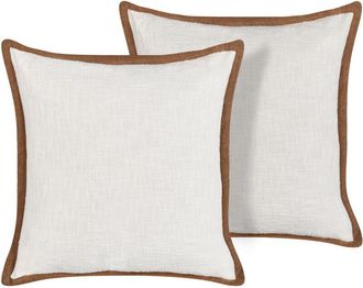 Beliani Beliani - Conjunto De 2 Cojines Decorativos Cuadrados De Algod&oacute;n 45 X 45 Cm Blanco Crema Ianthe