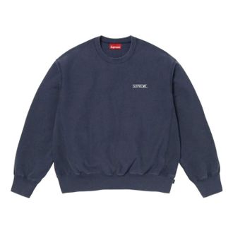SUPREME SS26 Washed Crewneck Navy SUP-SS26-304-NVY