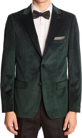 Paisley & Gray Kyle Slim Fit Velvet Dinner Jacket in Dark Green Velvet at Nordstrom Rack, Size 40