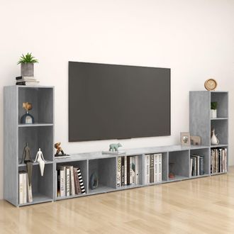 vidaXL Vidaxl - Muebles De Sal&oacute;n 4 Piezas Madera Ingenier&iacute;a Gris Hormig&oacute;n