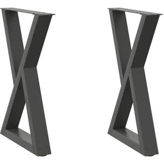 vidaXL Vidaxl - Patas Para Mesa De Comedor (2 Unidades), Antracita, 60 X (72-73,3) Cm, Acero