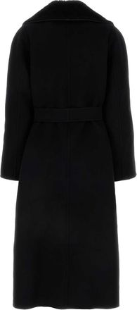 Fendi Womens Coat Black Wool Silk