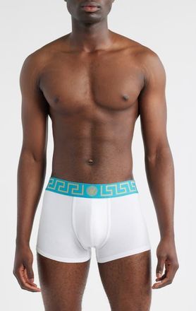 Versace Grecca Band Boxer Briefs in Bianco Dark Sea Green-Oro at Nordstrom, Size 4