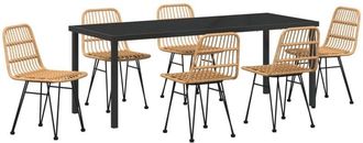 vidaXL vidaXL Garden Dining Set 7 pcs Brown Poly rattan