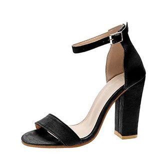 Sandales Femmes Talons Bloc Transparentes - Boucle Cheville - Couleur Abricot - Semelle Antidérapante Confort