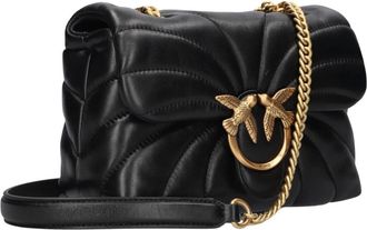 Pinko Love Puff Mini CL Sheep Nappa - Dames - Schoudertassen - Zwart - ONE Size - Leer - Tassen