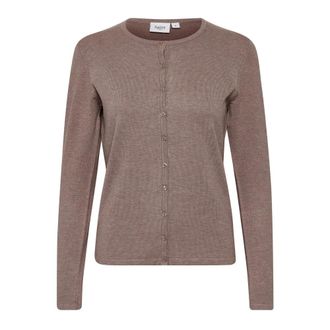 Saint Tropez C&aacute;rdigan R-Neck Antler Melange - Knitwear - Mujer - Marr&oacute;n - S