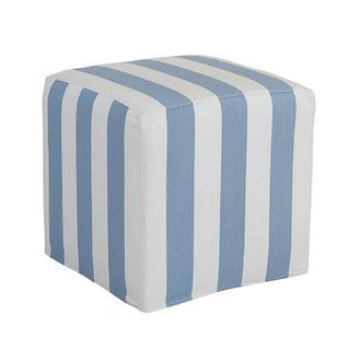 Ballard Designs Santa Clara Outdoor Cube Slipcover - Canopy Stripe Cornflower/White - Ballard Designs