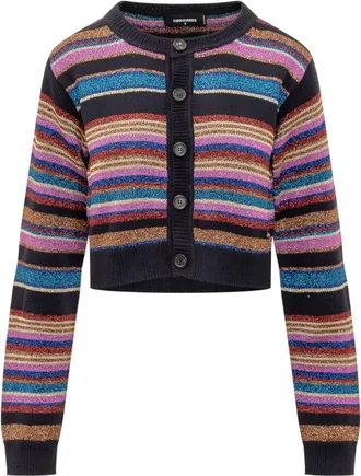 Dsquared2 Multicolor Stripes Crew Neck Cardigan