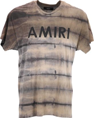 Amiri Logo Printed Tie Dye T-Shirt in Brown Cotton