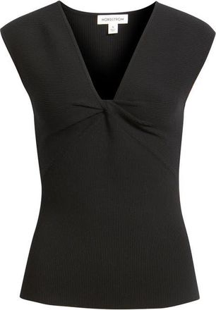 Nordstrom Sleeveless Twist Front Sweater in Black at Nordstrom, Size Xx-Small