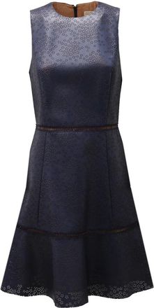 Michael Kors Navy Eco Leather Perforated Dress - Dames - Korte kleedjes - Blauw - XS - Leer - Kleedjes