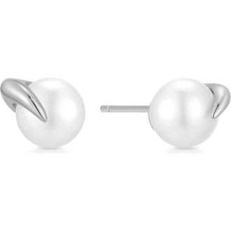 Ania Haie Claw Pearl Stud Earrings in Silver at Nordstrom