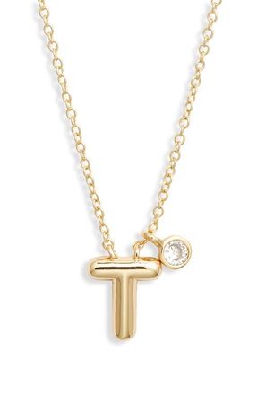 Chelsea28 Goldtone Initial Pendant Necklace in T- Clear- Gold at Nordstrom