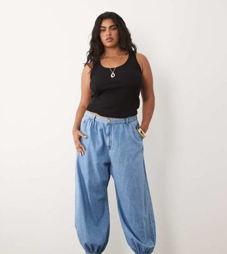 Asos Curve - Jeans a palloncino azzurri-Blu