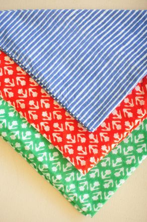 Kalalou Set Of Three Block-Print Neck Ties - One Each Color