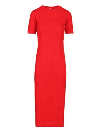 Fendi Ff Cotton And Viscose Dress Abiti Rosso-Donna