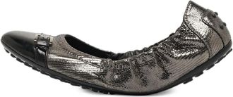 Tod's Ballerine in pelle con effetto metallizzato - Argento