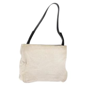 Prada Pre-owned Canvas prada-bags - Dames - Pre-owned - Wit - Maat: ONE Size Leer