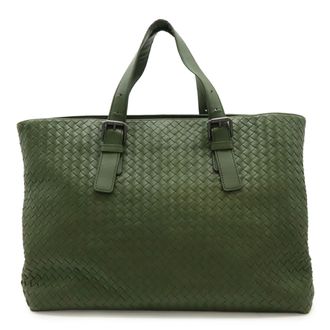 Bottega Veneta Green Khaki Intrecciato Tote Bag (Pre-Owned)