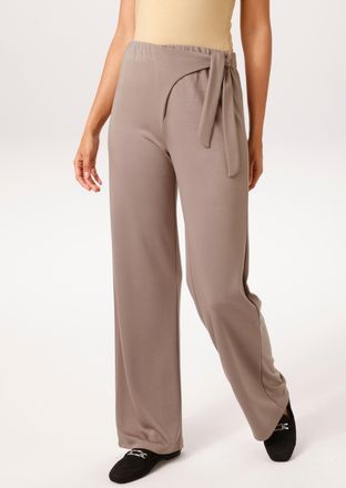 Aniston Schlupfhose ANISTON CASUAL, Damen, Gr. 36, N-Gr, braun (taupe), Jersey, Obermaterial: 65% Viskose, 35% Polyester, unifarben, figurumspielend lang, Hos