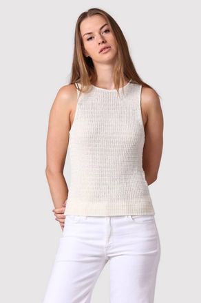 Minnie Rose Linen Cotton Blend Tank Top In White