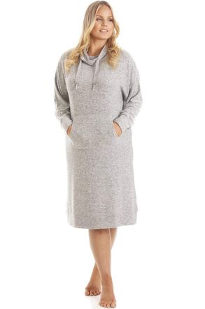 Camille Womens Lightweight Various Coloured Comfy Fit Marl Print Hacci Lounger Nightdress 12-14 Grey