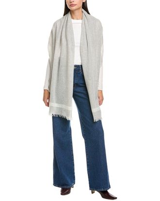 Vince Lightweight Border Stripe Wool & Cashmere-Blend Wrap