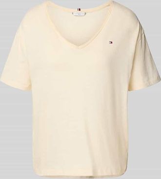 Tommy Hilfiger Regular Fit T-Shirt aus reiner Baumwolle in Sand, Gr&ouml;&szlig;e XXL