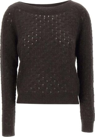 Gran Sasso Truien & Vesten, Dames, Bruin, L, Wol, Openwork Sweater