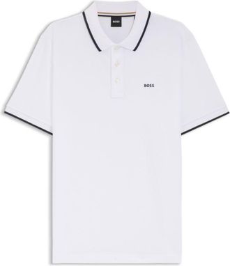 BOSS Cotton-piqu&eacute; polo shirt with contrast tipping