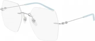 Gucci Ladies Silver Tone Square Eyeglass Frames GG0683O 002