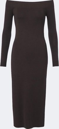 Tom Ford Off-shoulder wool and silk midi dress