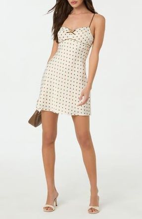 ASTR the Label Satin Bow Trim Polka Dot Minidress in White Polkadot at Nordstrom Rack, Size X-Large
