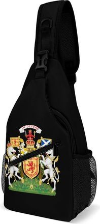 Generic Coat Arms of Kingdom of Scotland Mens Shoulder Bags Sling Crossbody Backpack Travel Hiking Chest Bag with Small Side 38x20cm