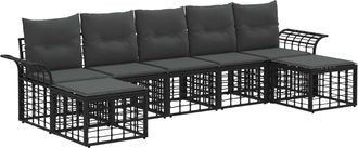 vidaXL Conjunto De Sof&aacute;s De Exterior 7 Uds. Negro Y Gris Oscuro Vidaxl