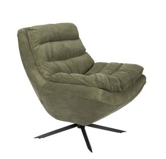 Dutchbone Sill&oacute;n de terciopelo giratorio verde