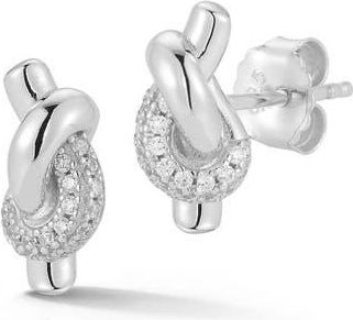 Glaze Jewelry Love Knot Pav&egrave; Stud Earrings in Silver at Nordstrom Rack