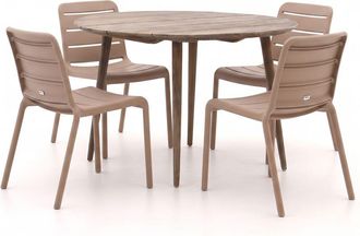 Forza Furniture Forza Narni/ROUGH-K &oslash;115cm dining tuinset 5-delig stapelbaar