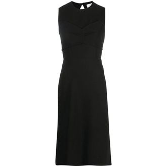 Sportmax Mirto Midi Jurk - Dames - Casual kleedjes - Zwart - M - Polyester - Kleedjes