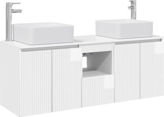 vidaXL Juego De Muebles De Ba&ntilde;o 3 Uds. Blanco Brillante Vidaxl